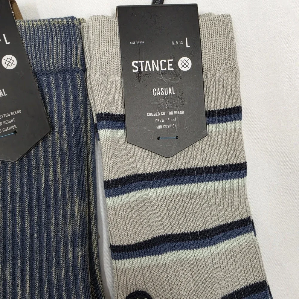 3 PACK Stance Combed Cotton Casual Socks Mid-Cushion Crew Height LARGE (9-13)